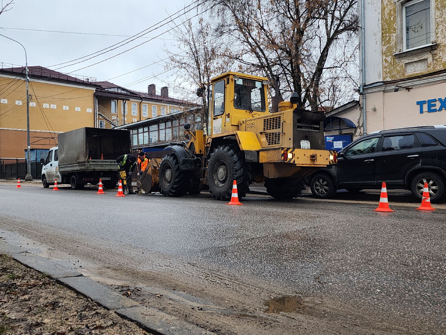серпухов, улица чехова, ямочный ремонт дорог, комбинат благоустройства, новый асфальт,