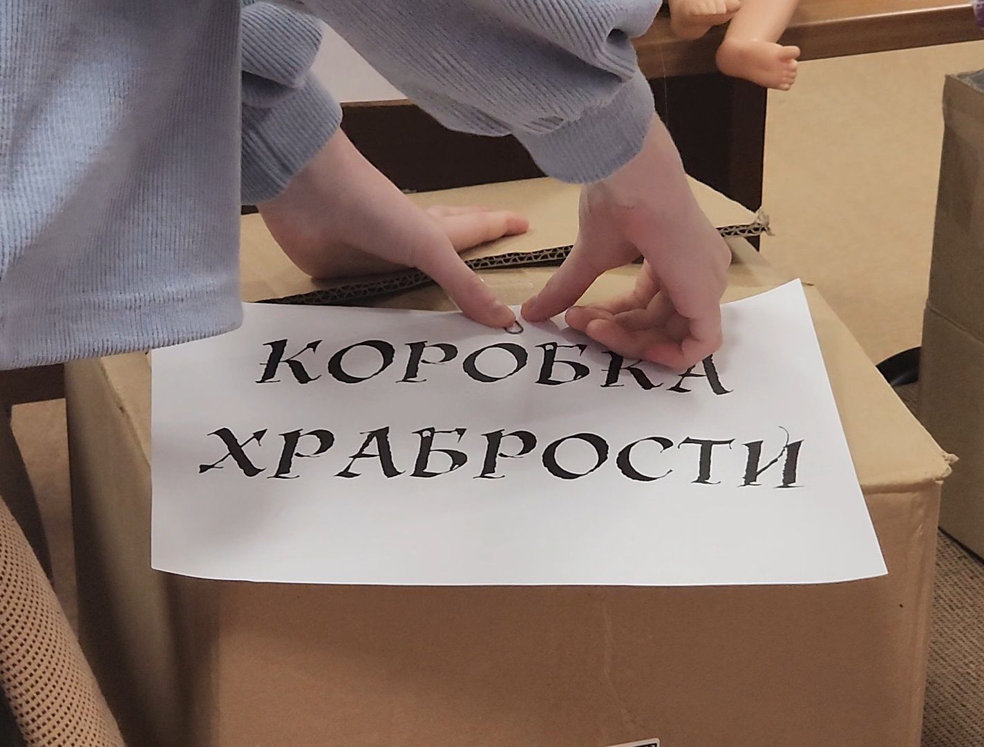 Дубна, коробка храбрости, дети, школьники, школа, благотворительность, благотворительная акция, вертикалки,