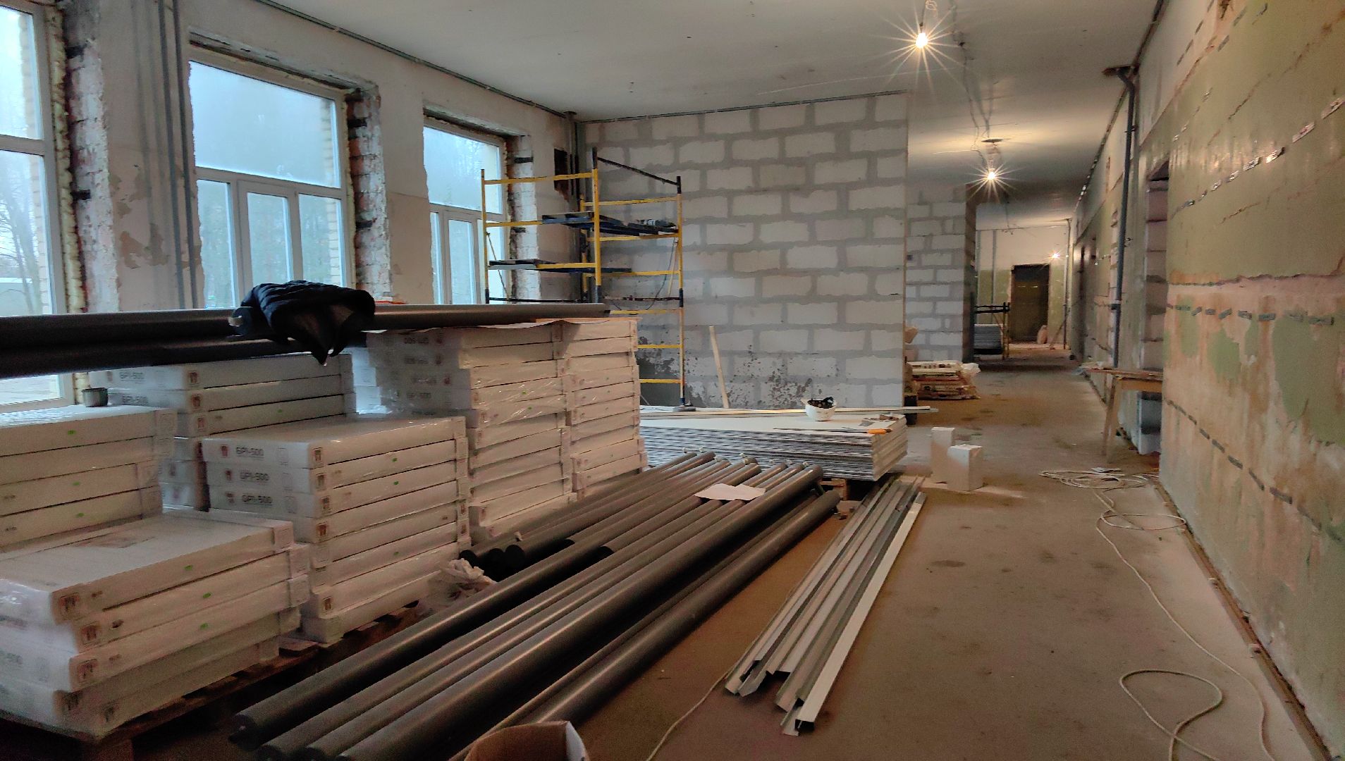 ремонт, лицей, стяжка пола, фасад, здание, вертикалки,