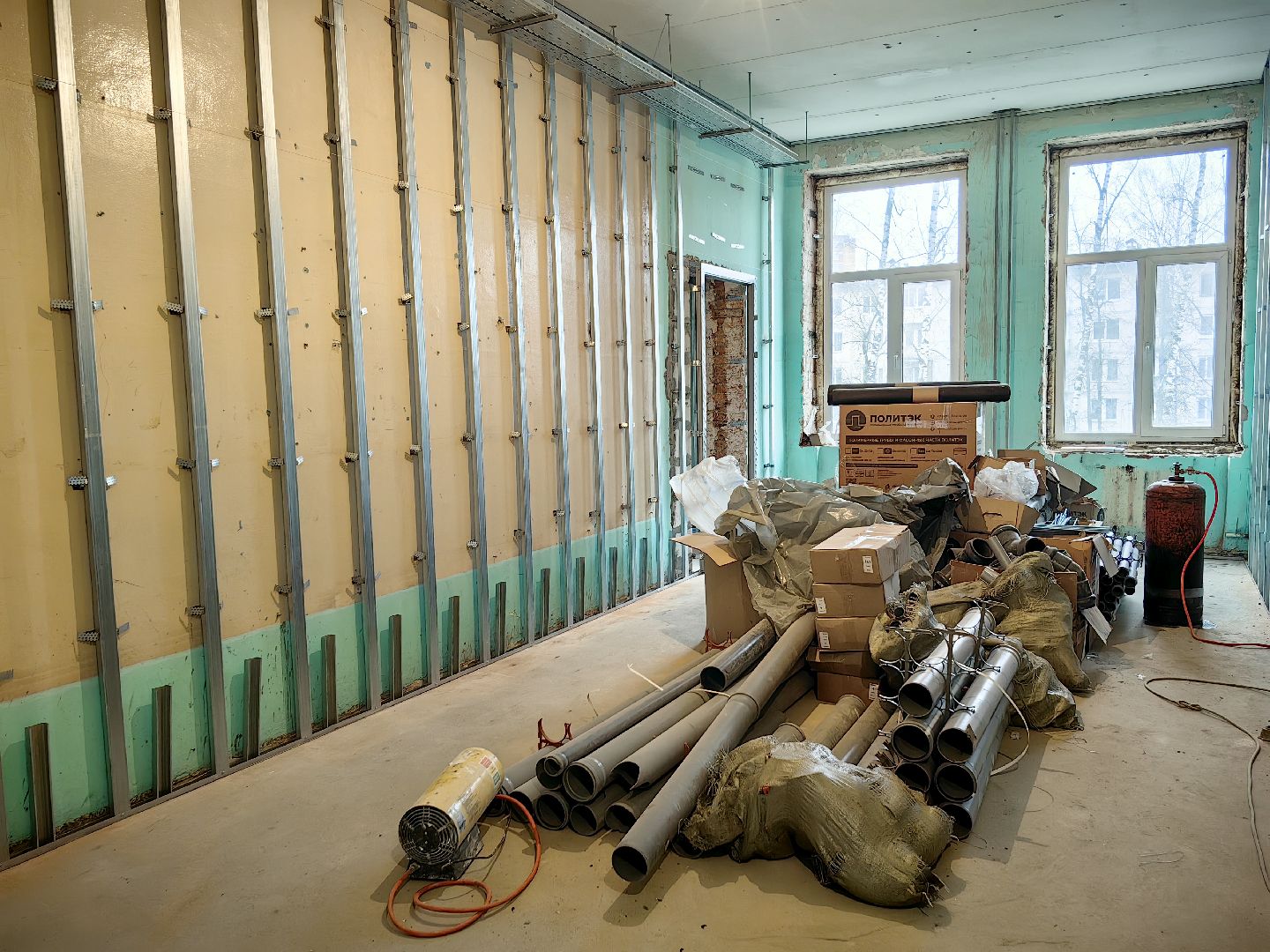 ремонт, лицей, стяжка пола, фасад, здание, вертикалки,