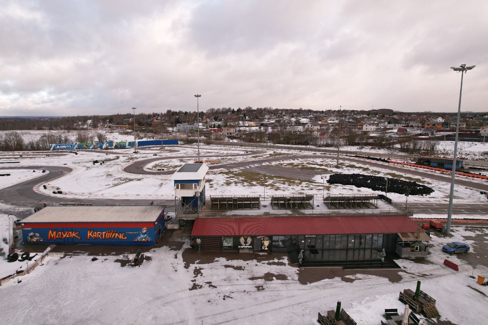 видео с коптера, дмитров, картодром маяк,
