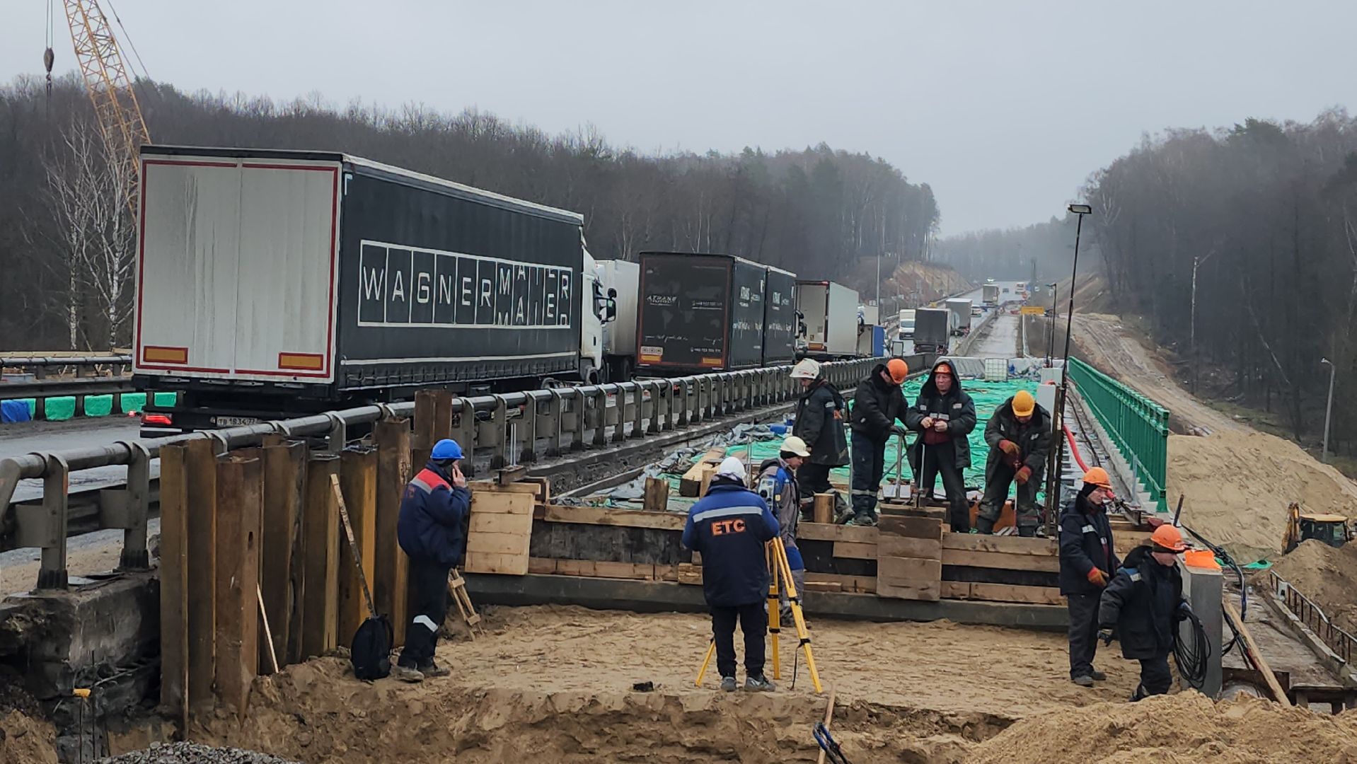серпухов, федеральная трасса А108, мост через реку Нара, строительство моста, дороги, вертикалка,
