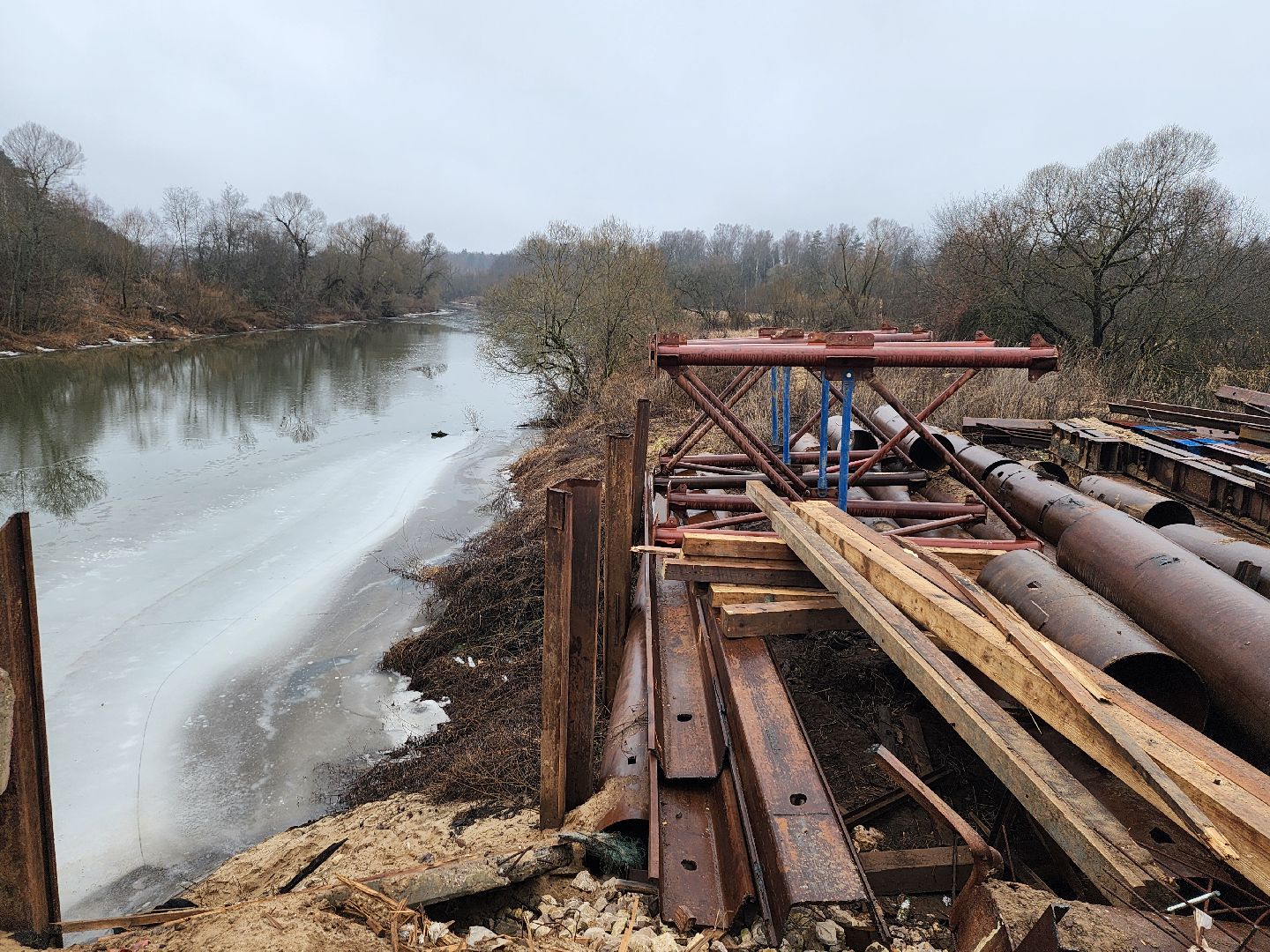 серпухов, федеральная трасса А108, мост через реку Нара, строительство моста, дороги, вертикалка,
