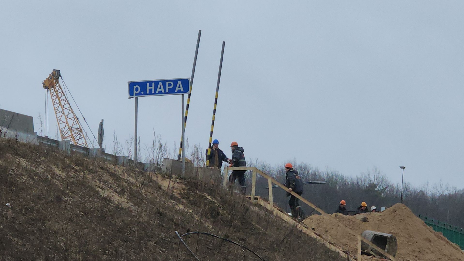 серпухов, федеральная трасса А108, мост через реку Нара, строительство моста, дороги, вертикалка,