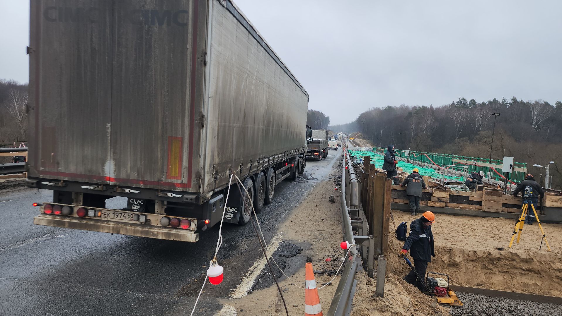 серпухов, федеральная трасса А108, мост через реку Нара, строительство моста, дороги, вертикалка,