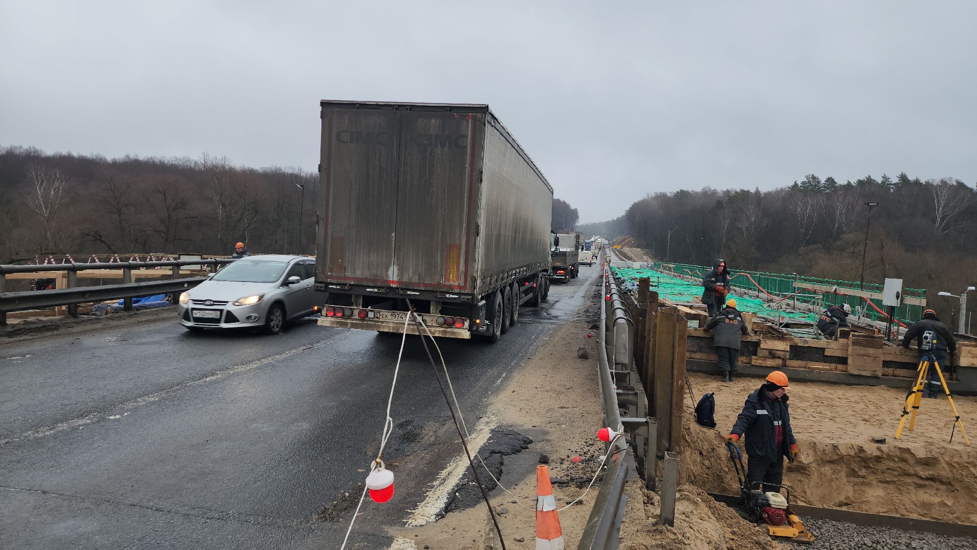 серпухов, федеральная трасса А108, мост через реку Нара, строительство моста, дороги, вертикалка,