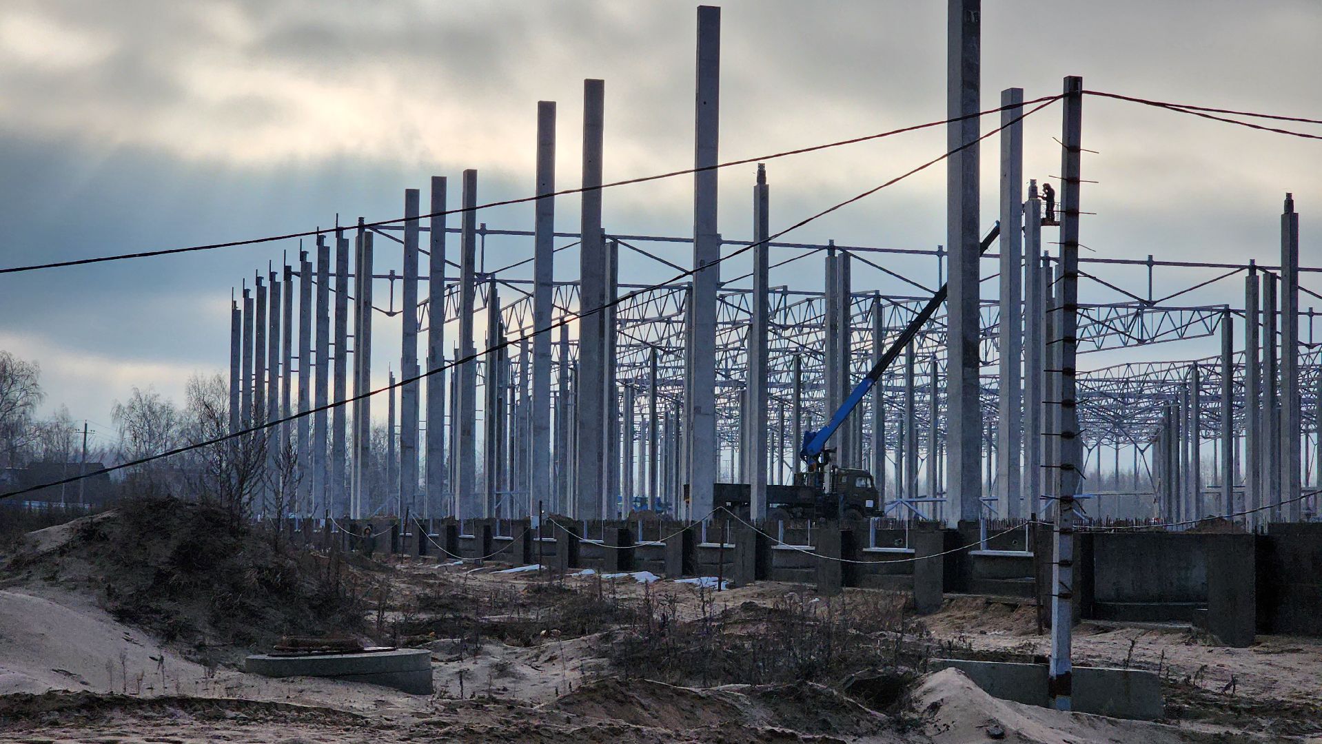 складской комплекс, Атлант-парк, строительство, рабочий поселок Обухово, Богородский городской округ, вертикалки,