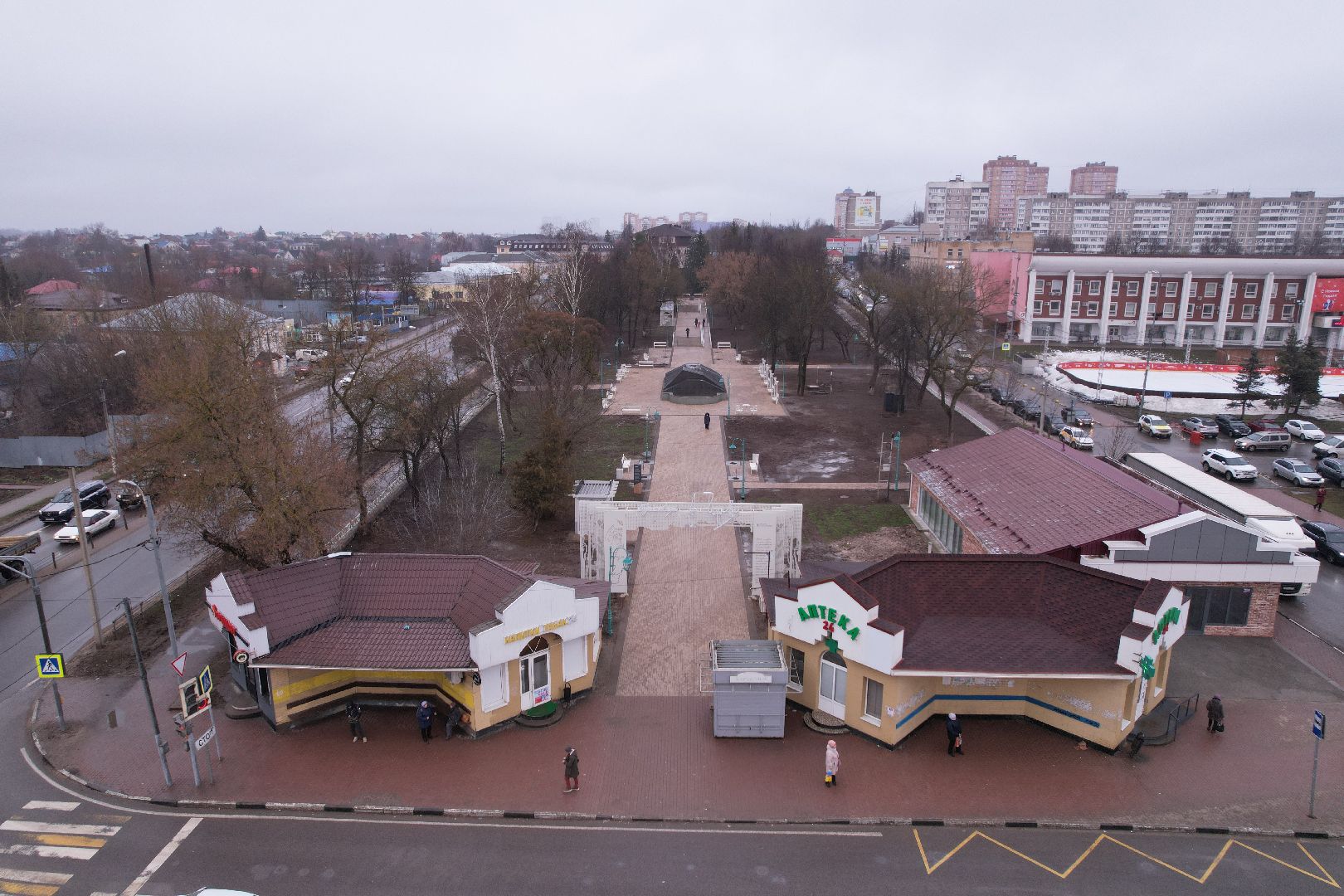 видео с коптера, чехов благоустройство,