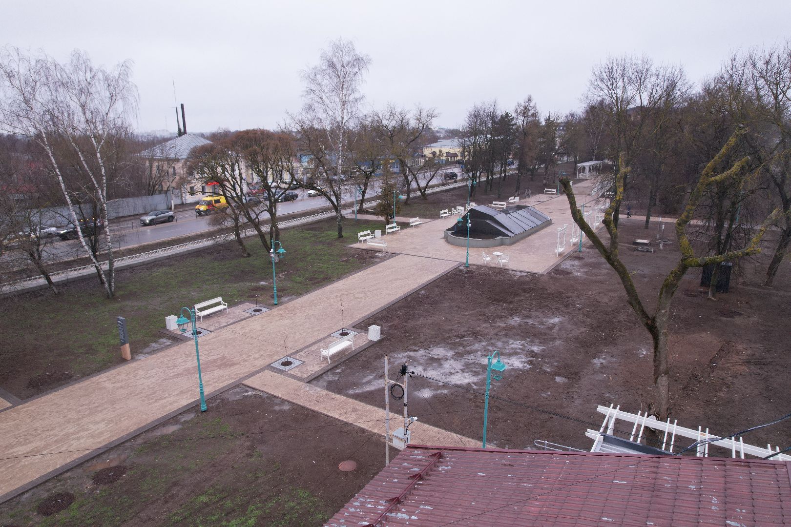 видео с коптера, чехов благоустройство,