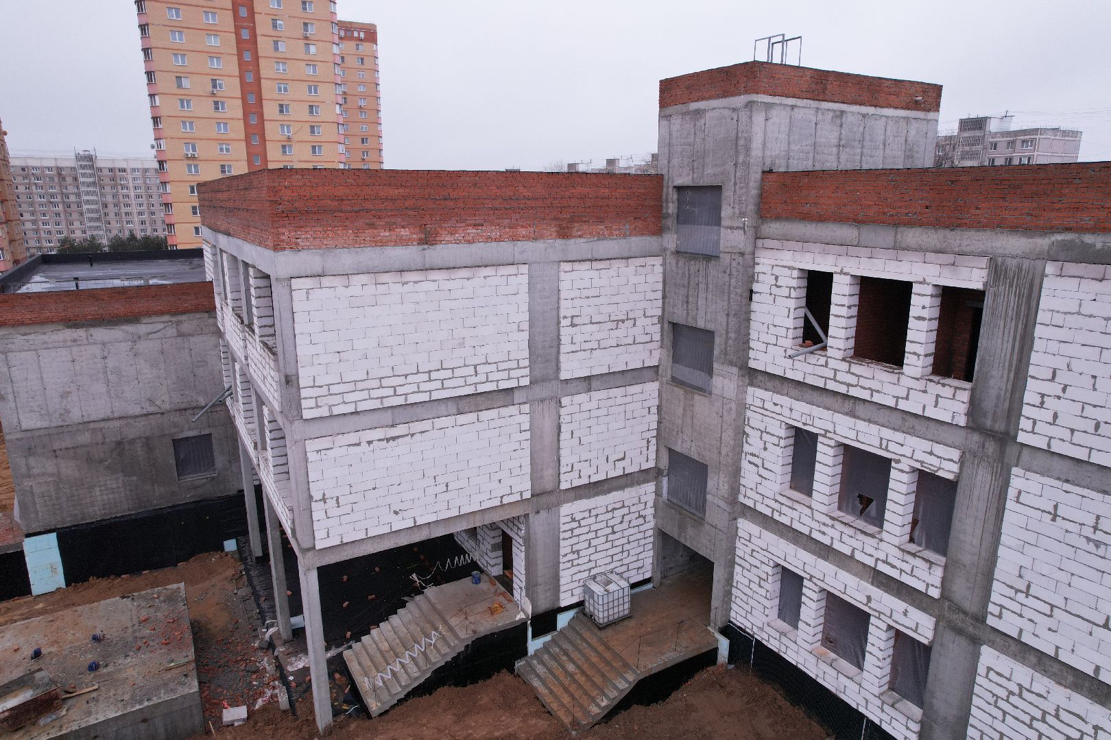 видео с коптера, чехов, школа,