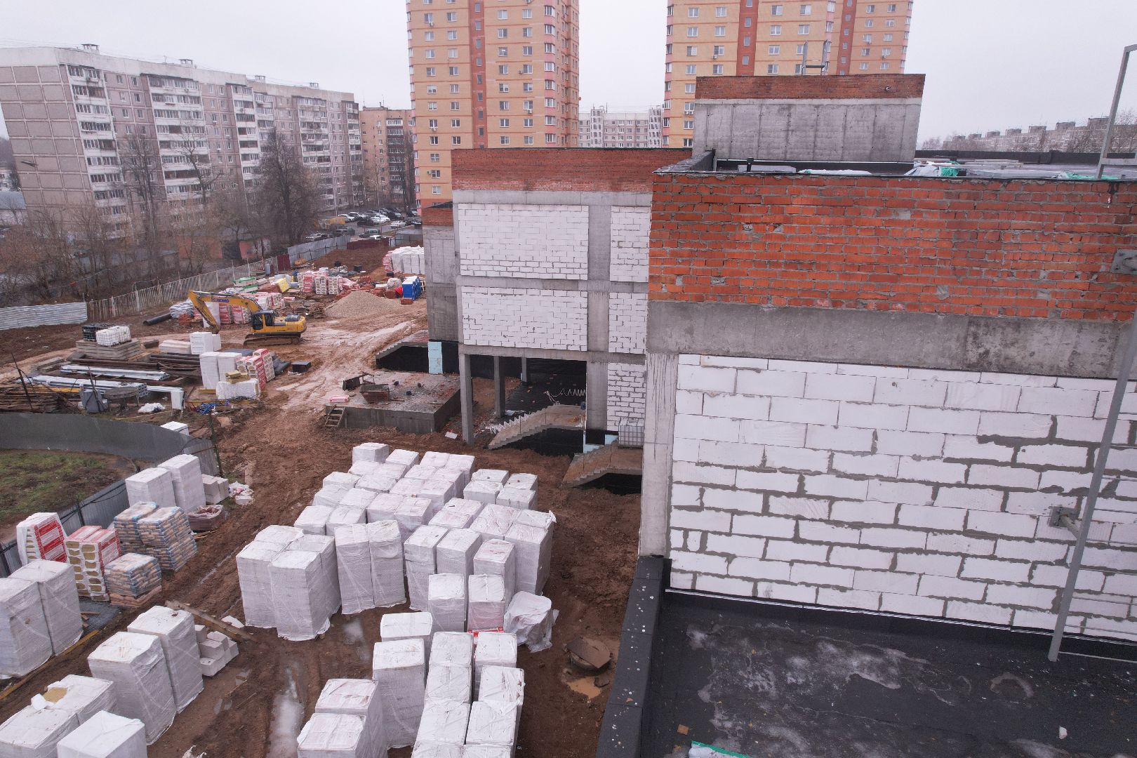 видео с коптера, чехов, школа,