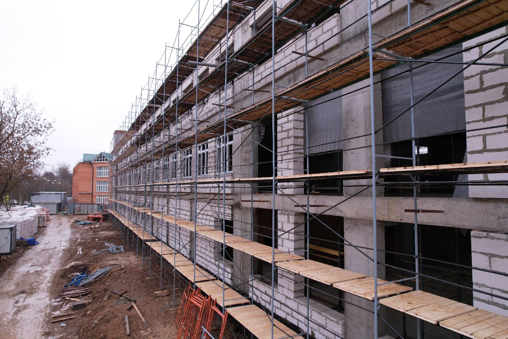 видео с коптера, чехов, школа,