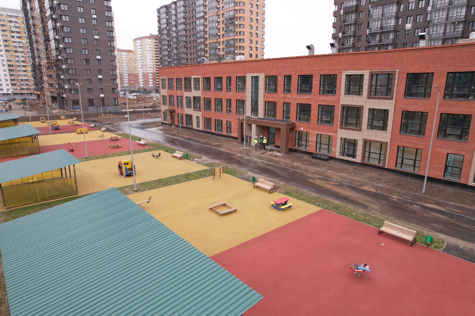 видео с коптера, балашиха, детский сад,