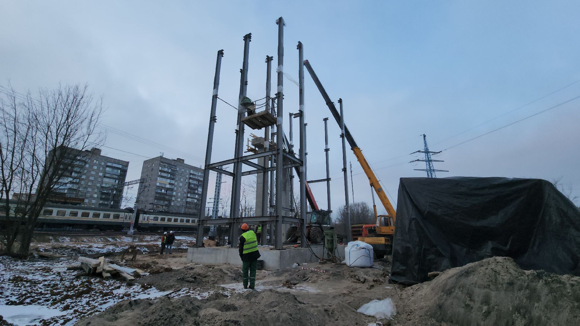 наземный переход, Лобня, Строительство, вертикалки,