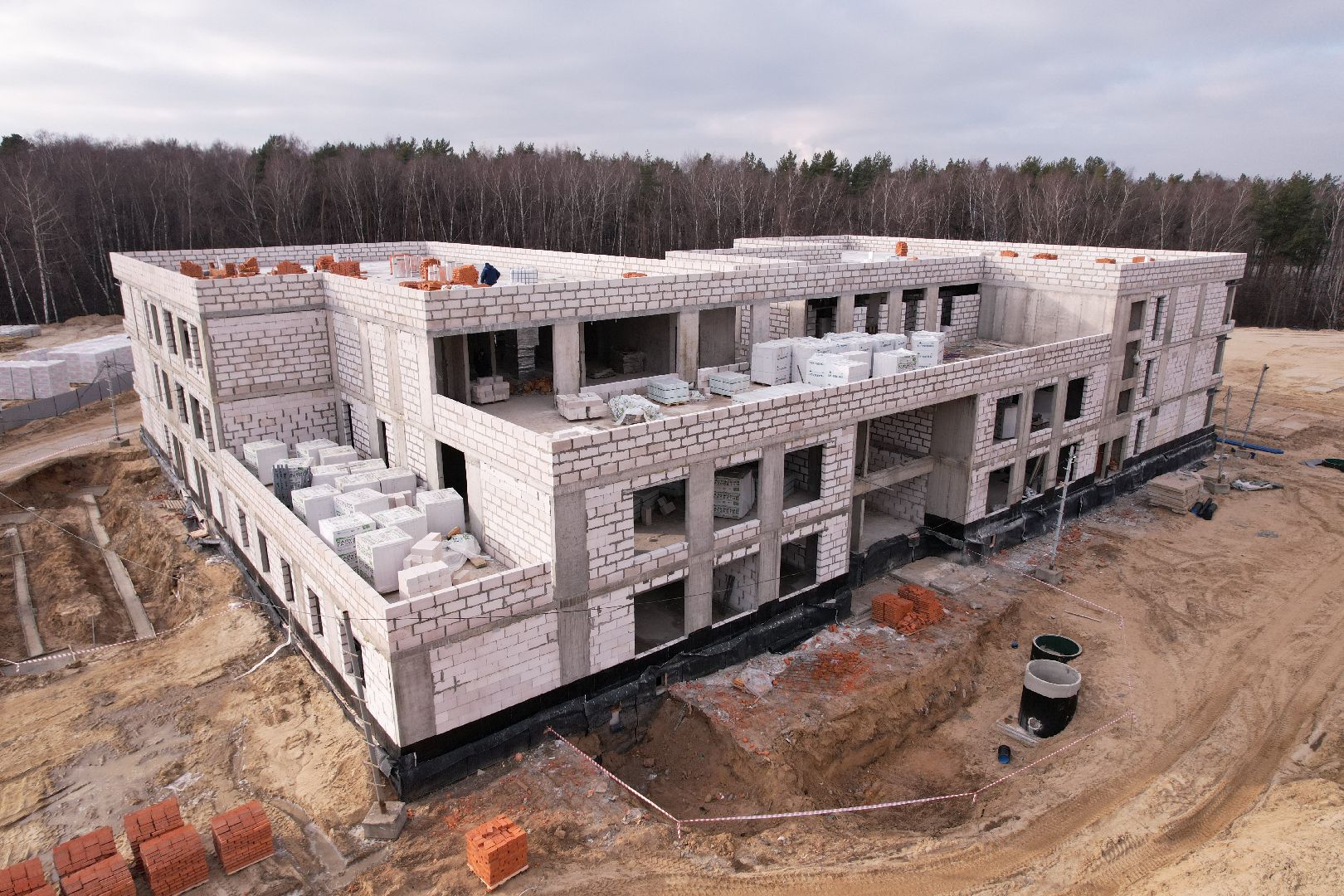 видео с коптера, люберцы, детский сад, строительство,