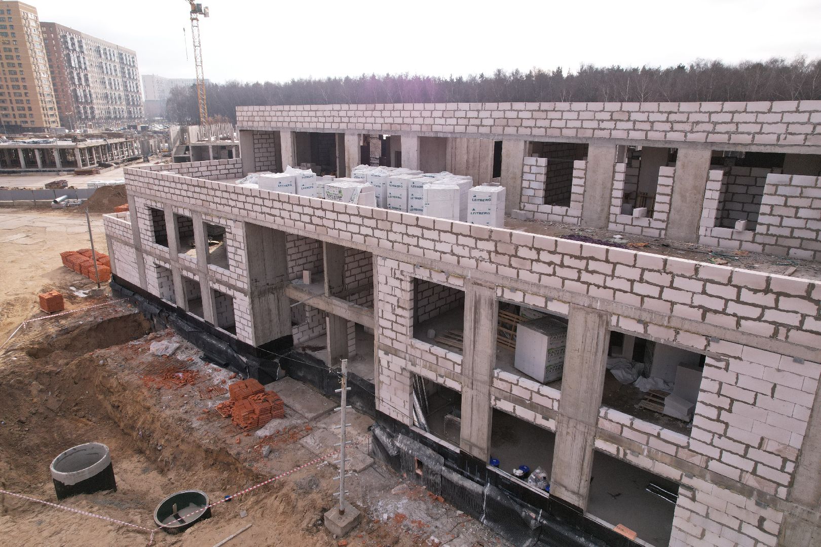 видео с коптера, люберцы, детский сад, строительство,