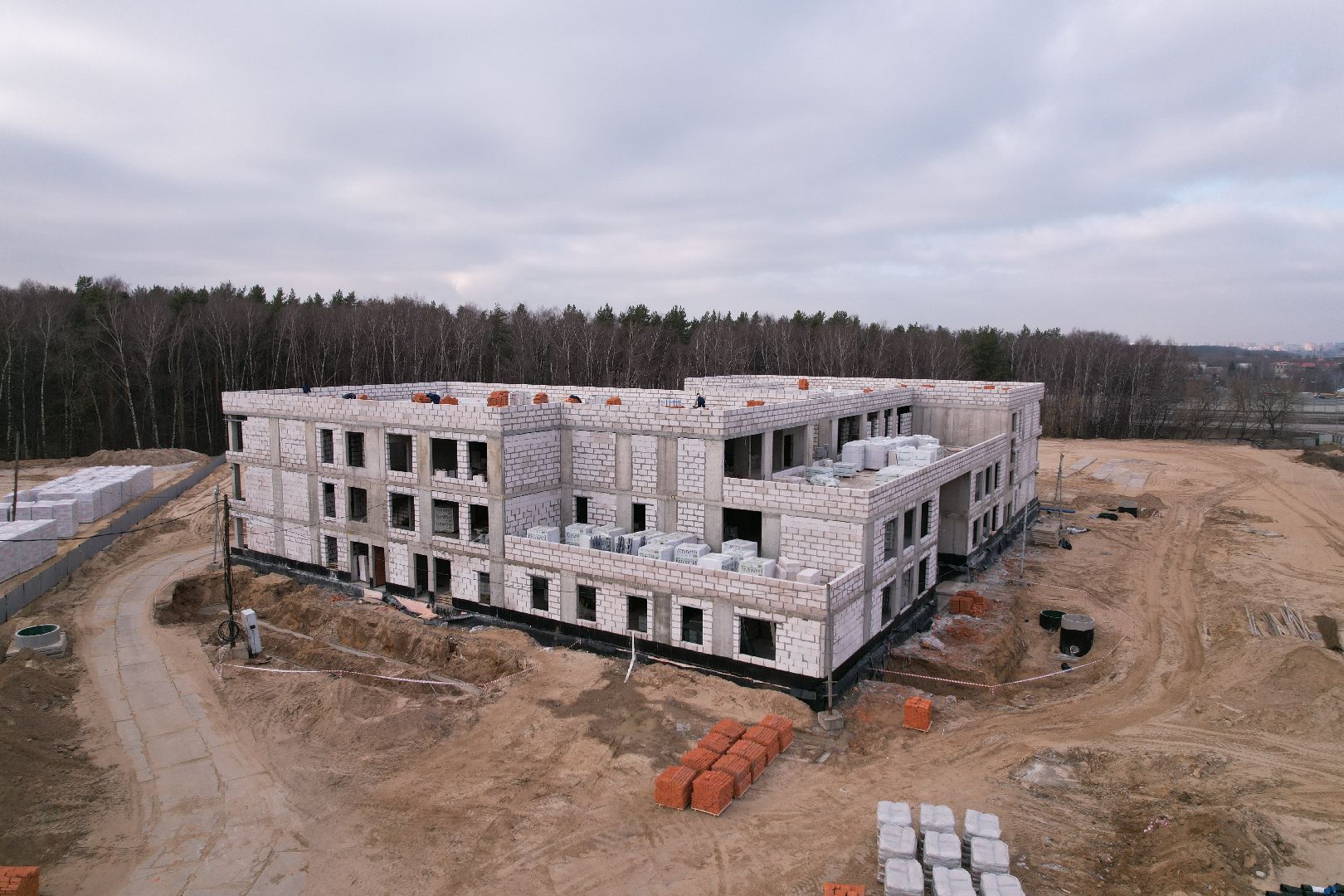 видео с коптера, люберцы, детский сад, строительство,