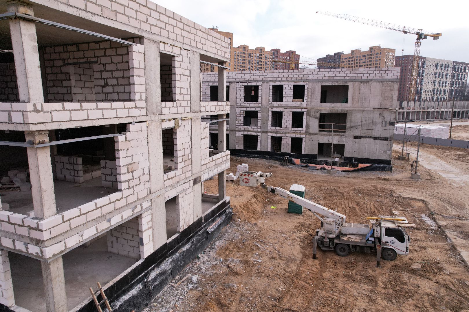 видео с коптера, люберцы, детский сад, строительство,