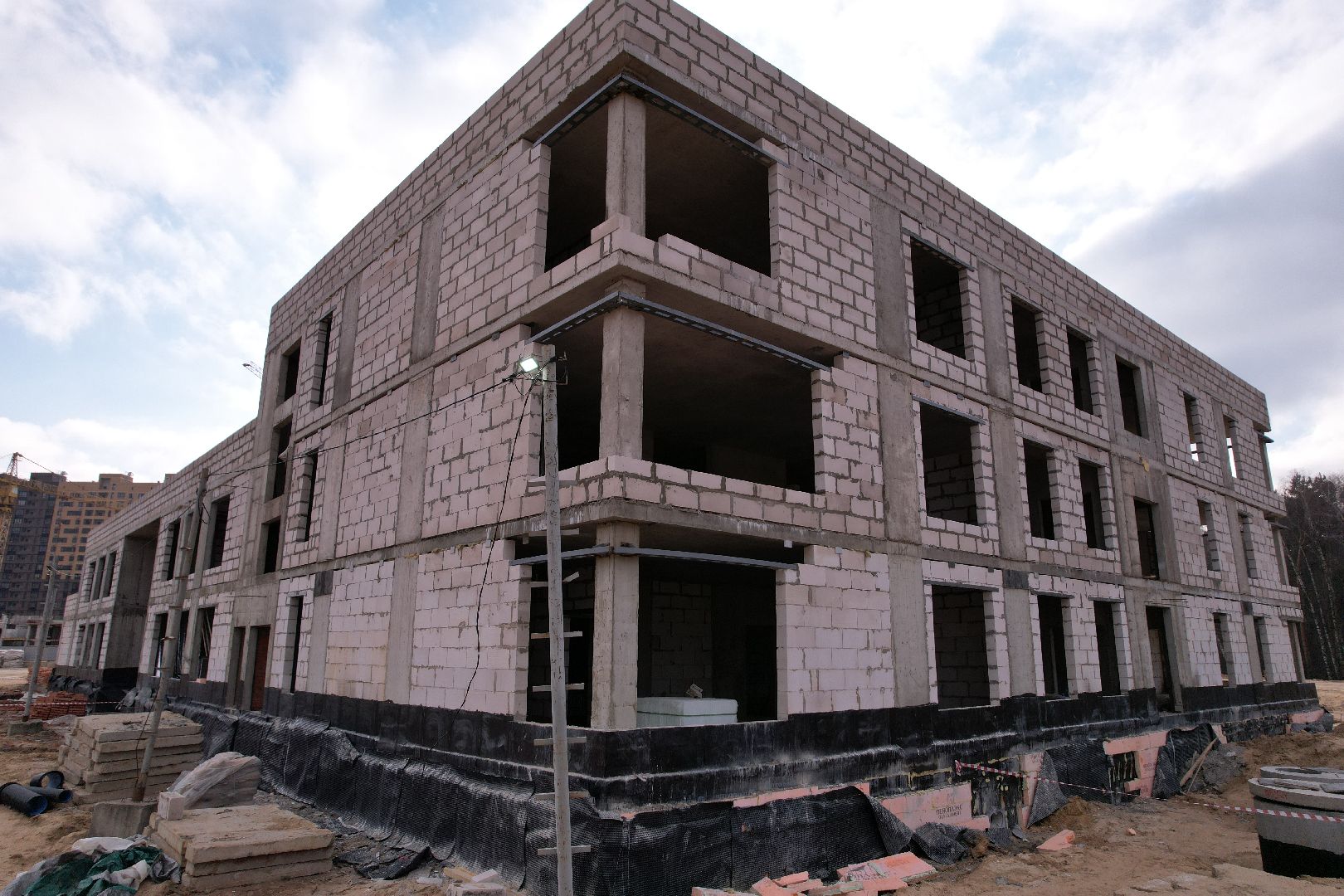 видео с коптера, люберцы, детский сад, строительство,