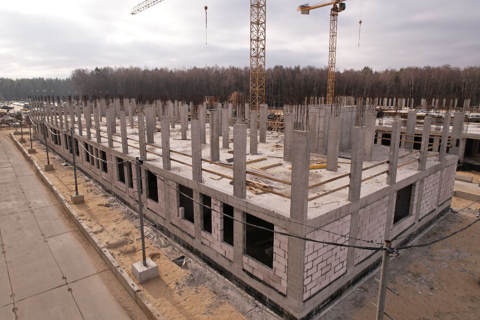 видео с коптера, школа, люберцы, строительство,