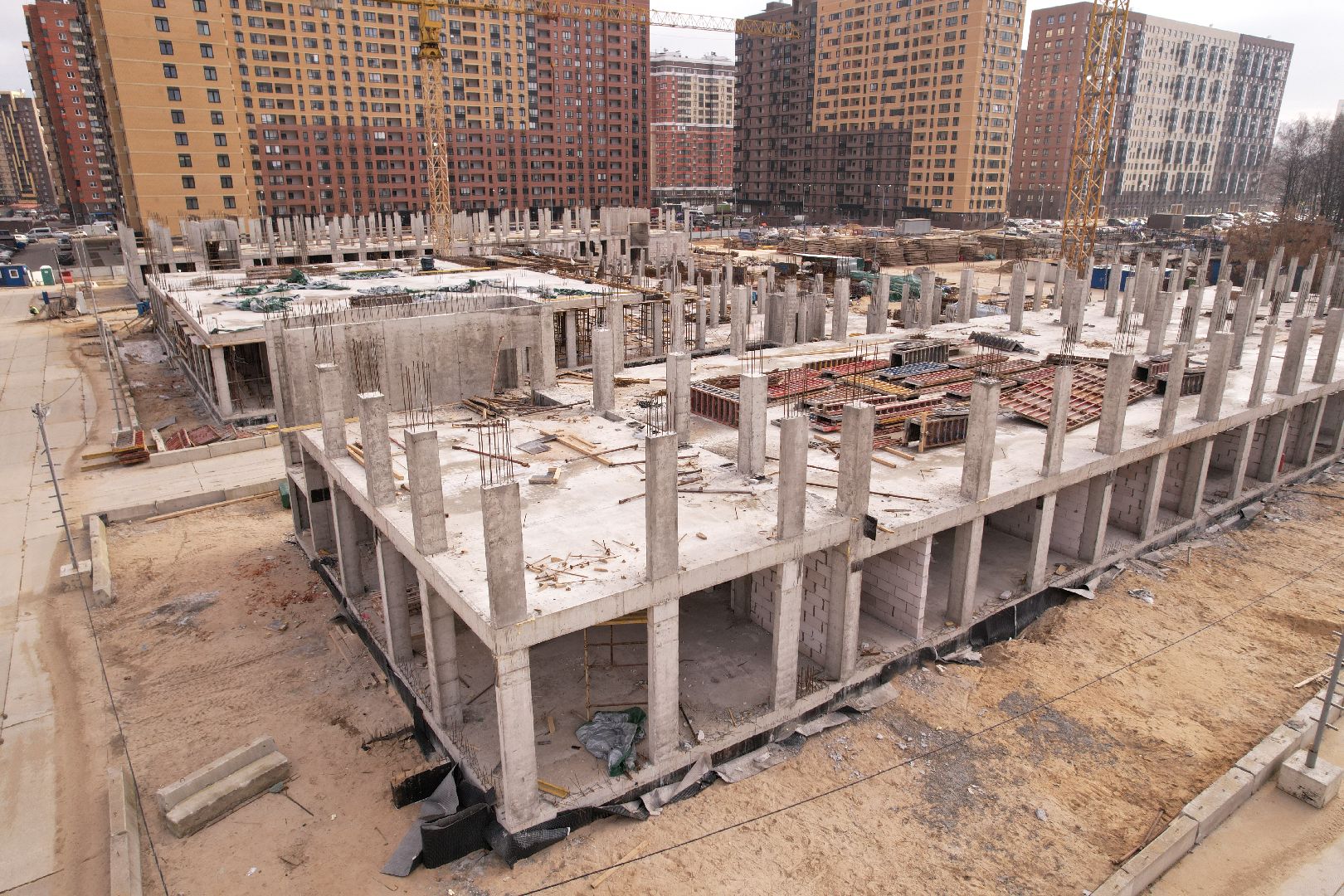 видео с коптера, школа, люберцы, строительство,