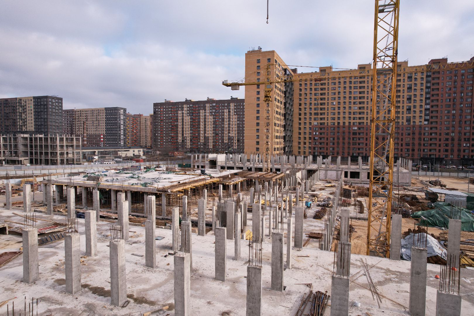 видео с коптера, школа, люберцы, строительство,