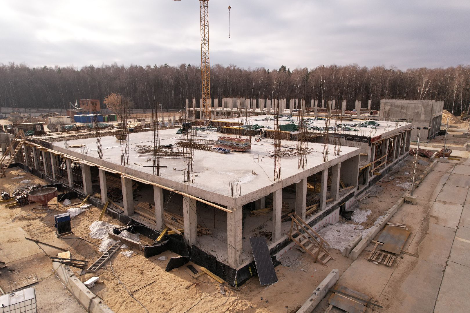 видео с коптера, школа, люберцы, строительство,