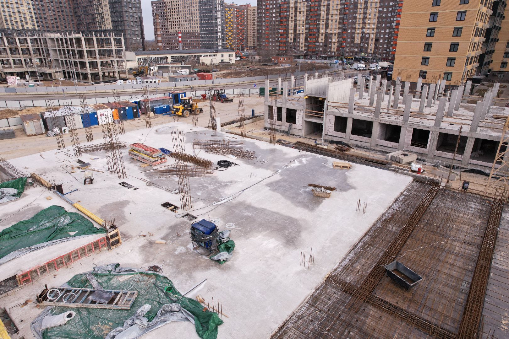 видео с коптера, школа, люберцы, строительство,