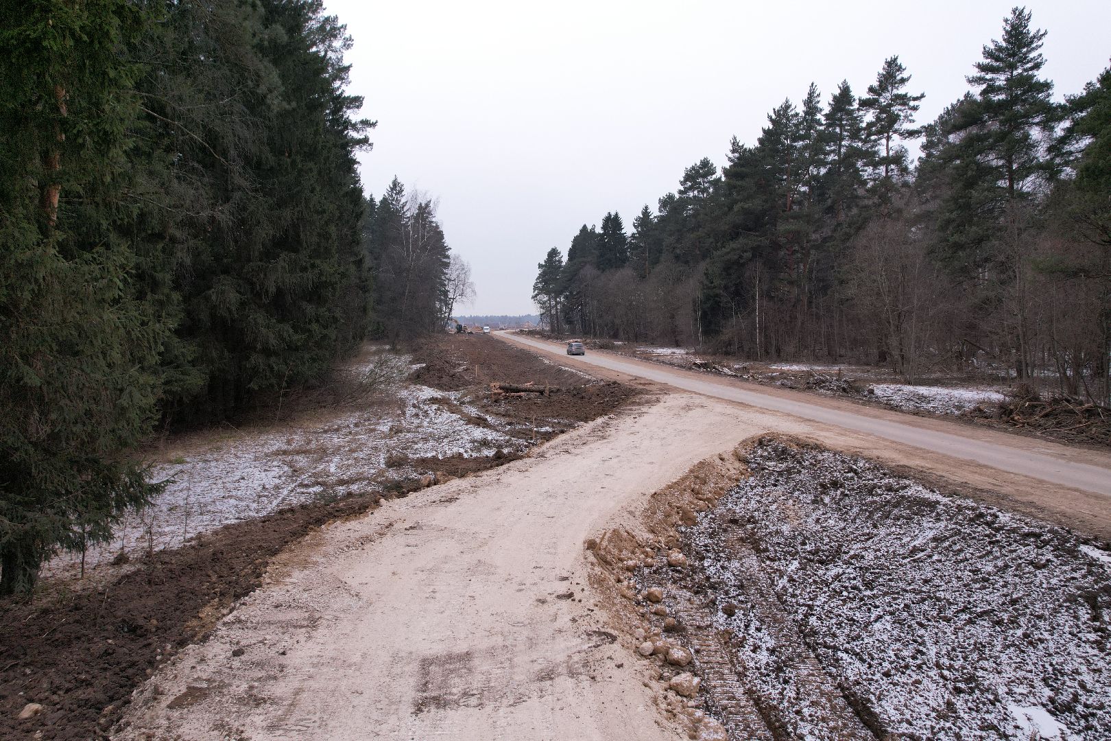 видео с коптера, дороги, подольск, строительство,
