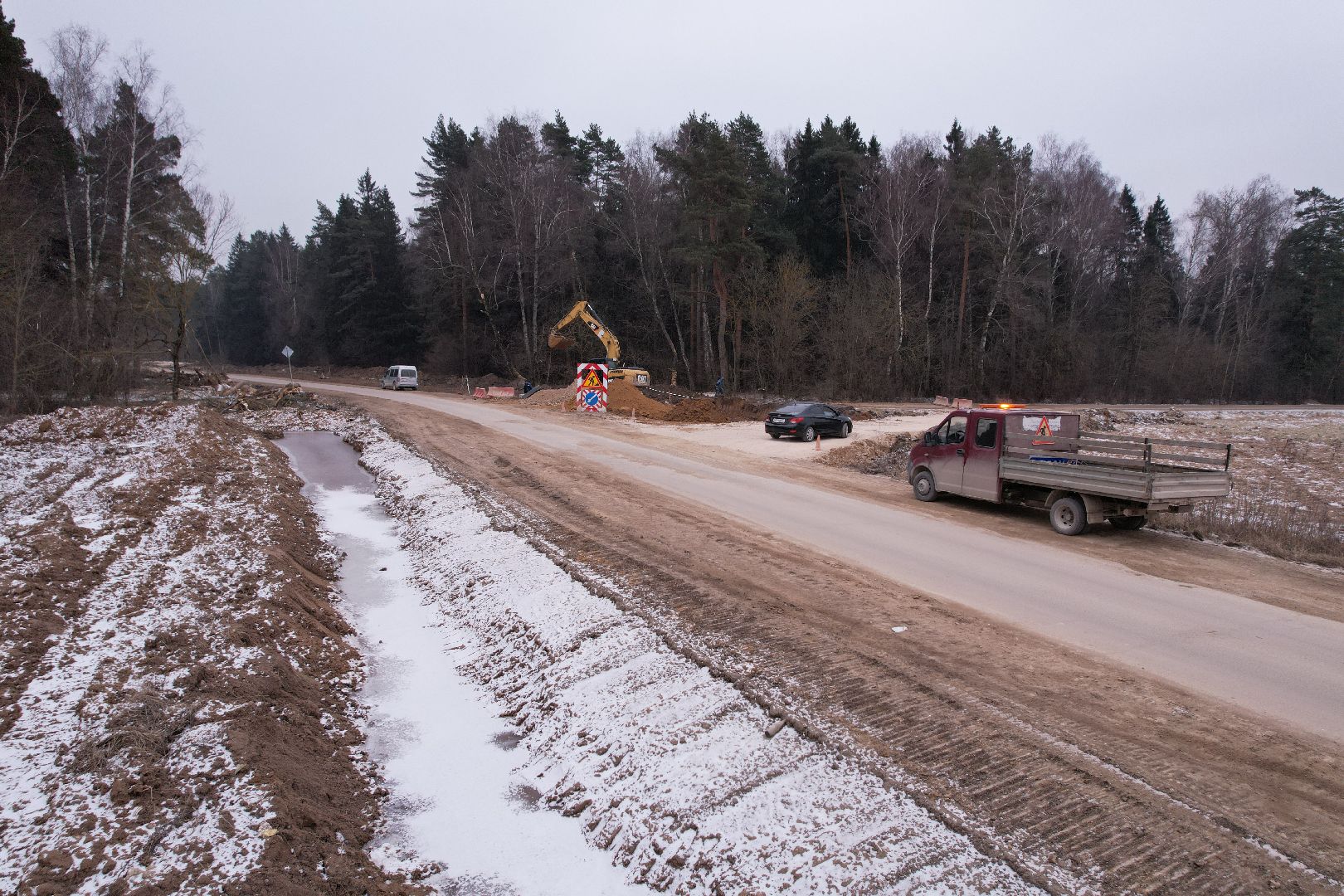 видео с коптера, дороги, подольск, строительство,