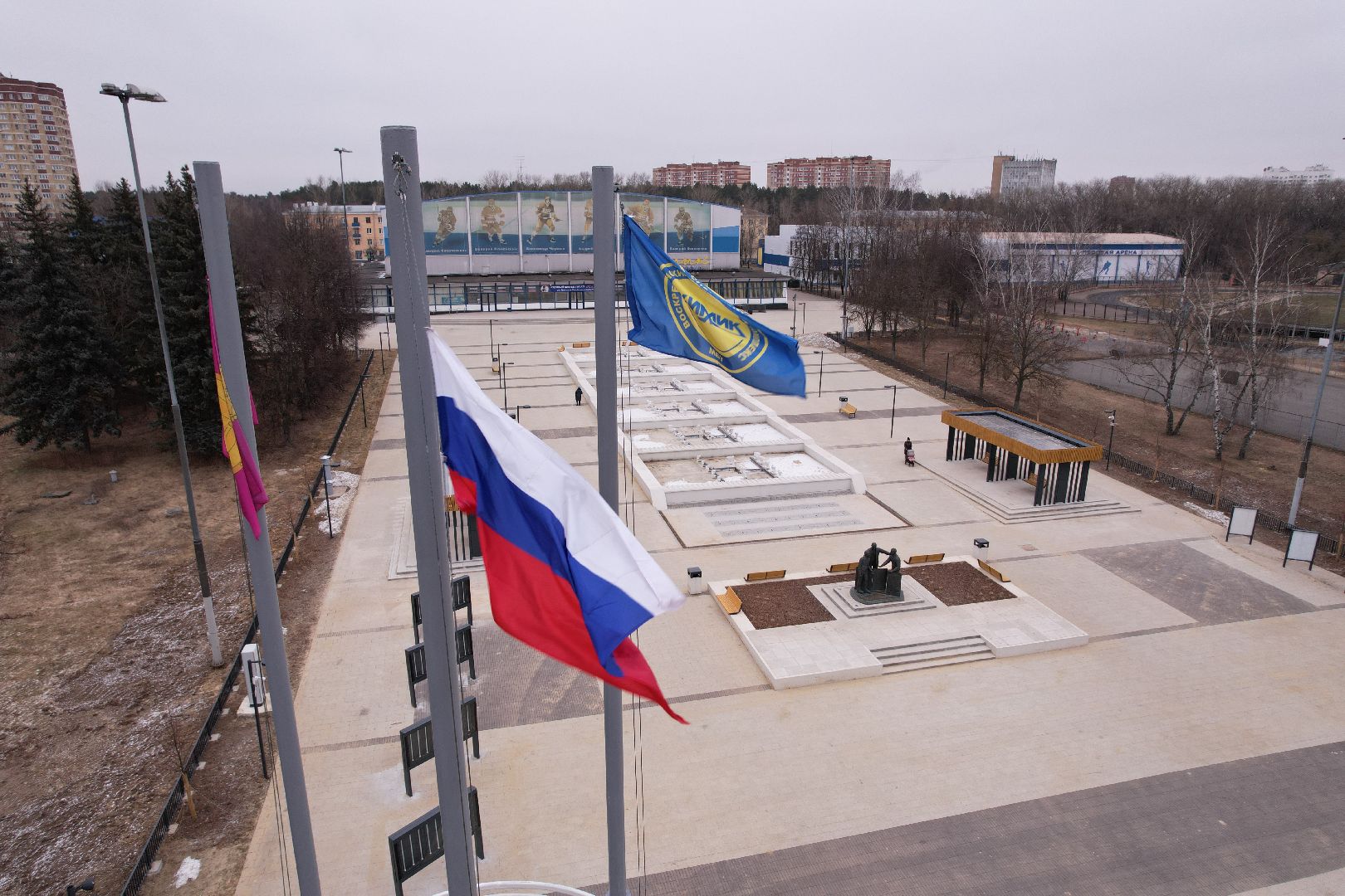 видео с коптера, воскресенск, ледовый дворец химик, благоустройство,