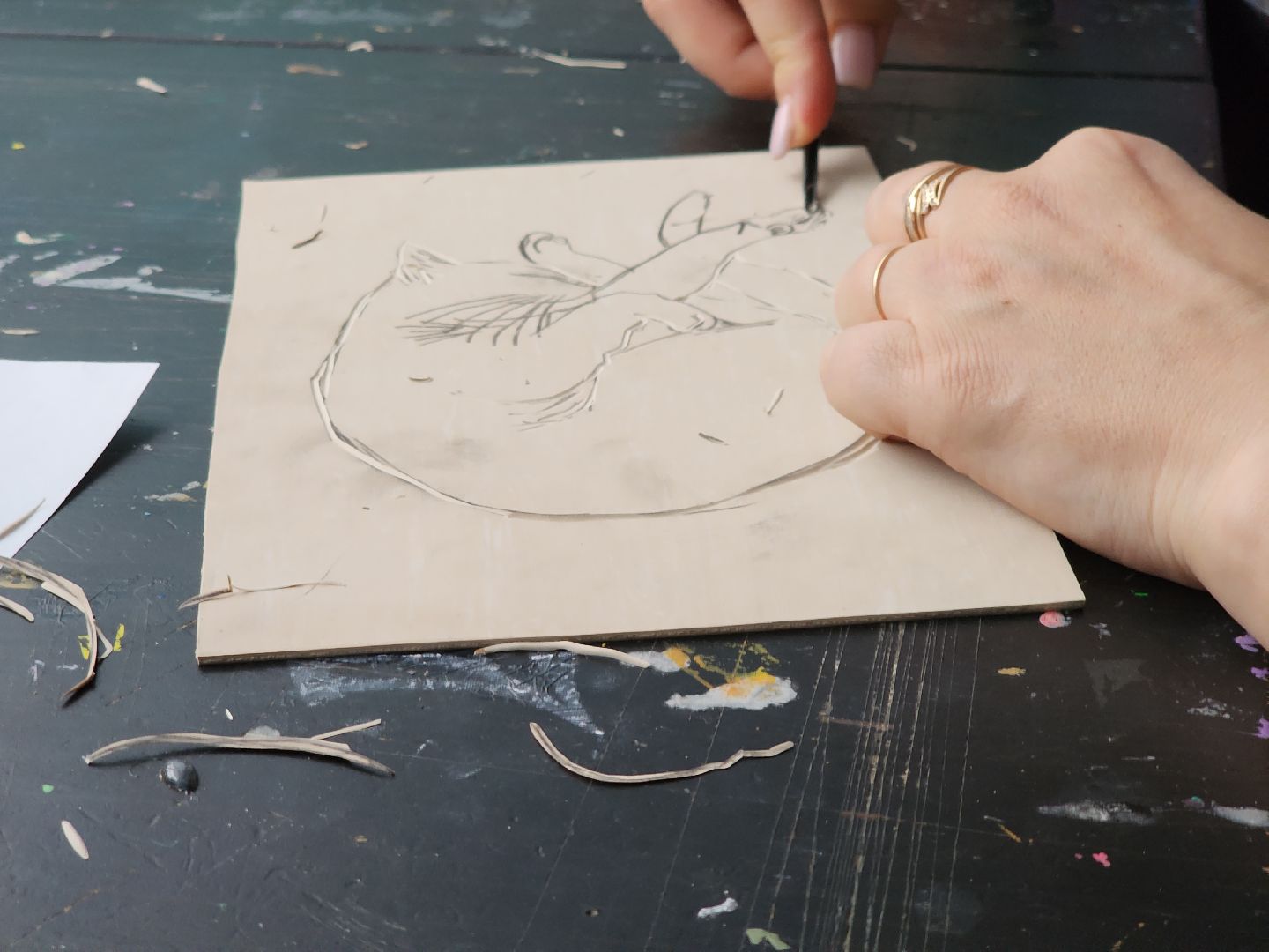 Черноголовка, Учителя, Линогравюра,