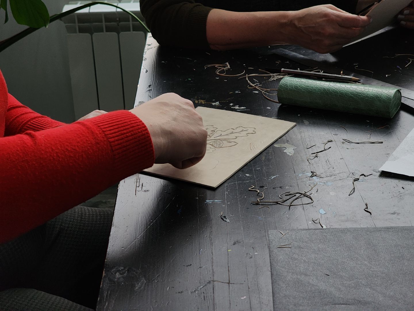 Черноголовка, Учителя, Линогравюра,