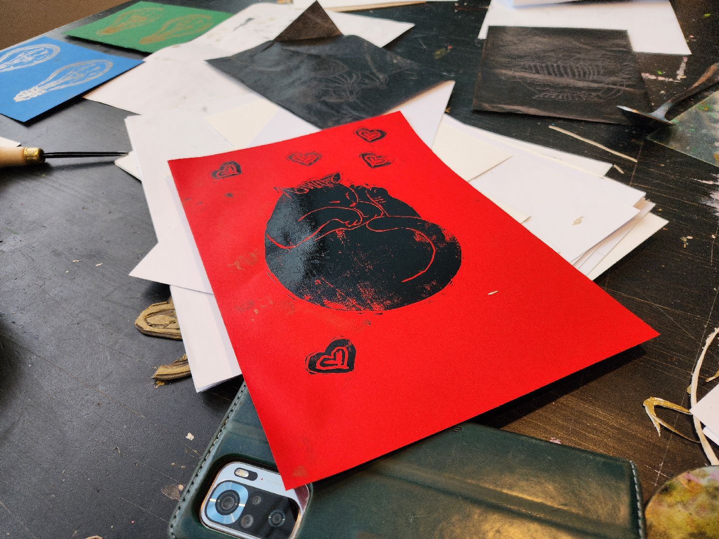 Черноголовка, Учителя, Линогравюра,