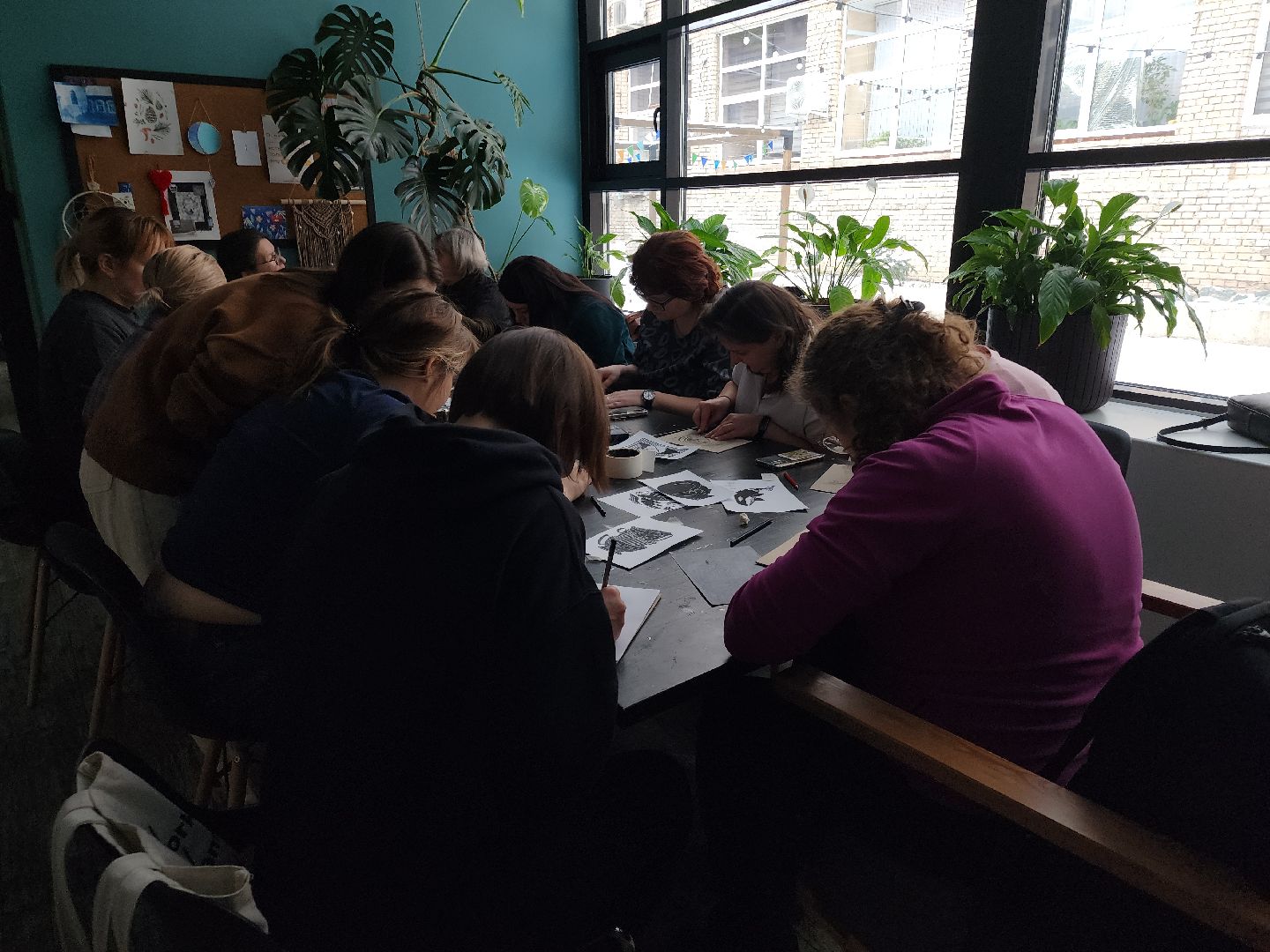 Черноголовка, Учителя, Линогравюра,