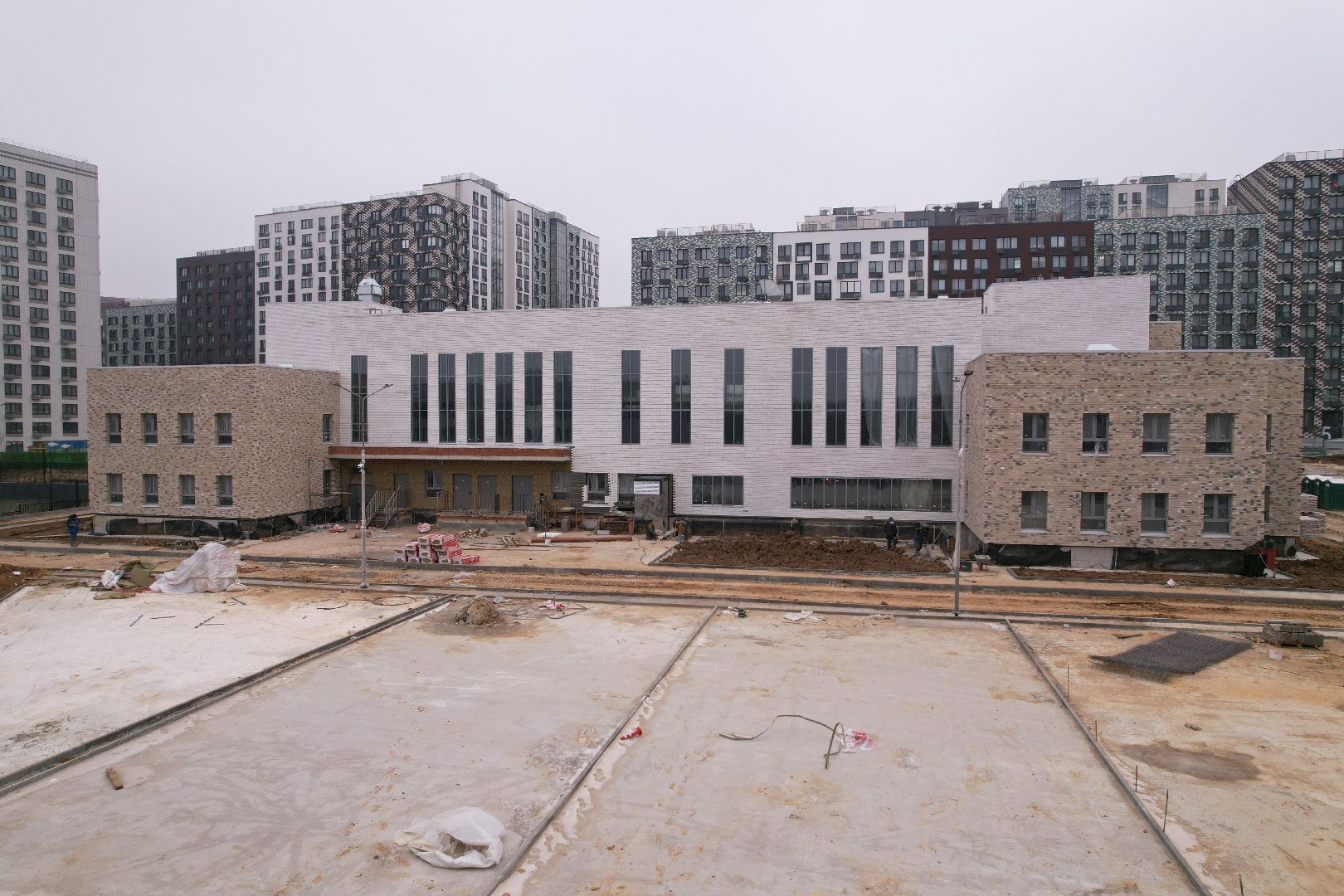 видео с коптера, ленинский городской округ, детский сад, строительство,