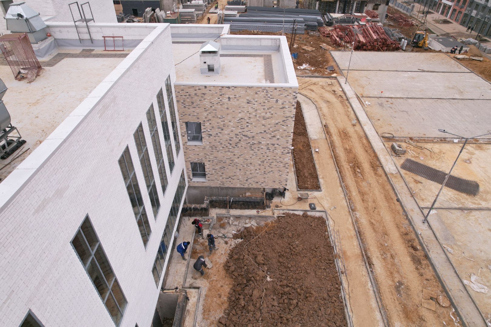 видео с коптера, ленинский городской округ, детский сад, строительство,