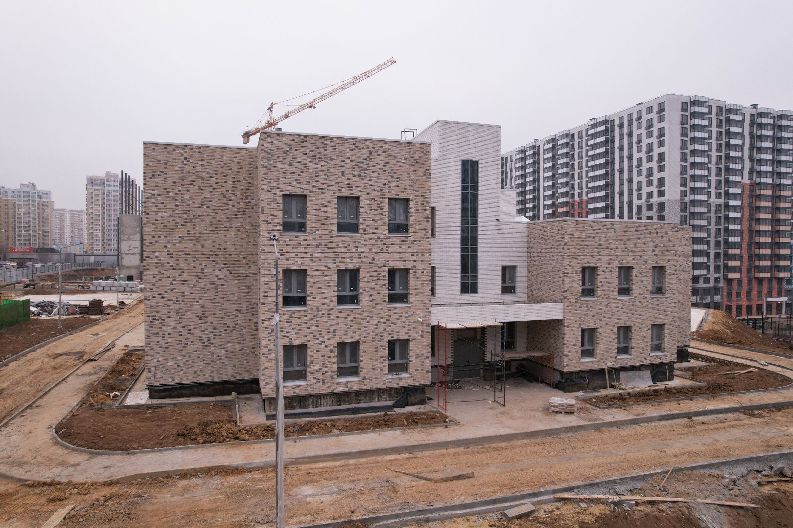 видео с коптера, ленинский городской округ, детский сад, строительство,