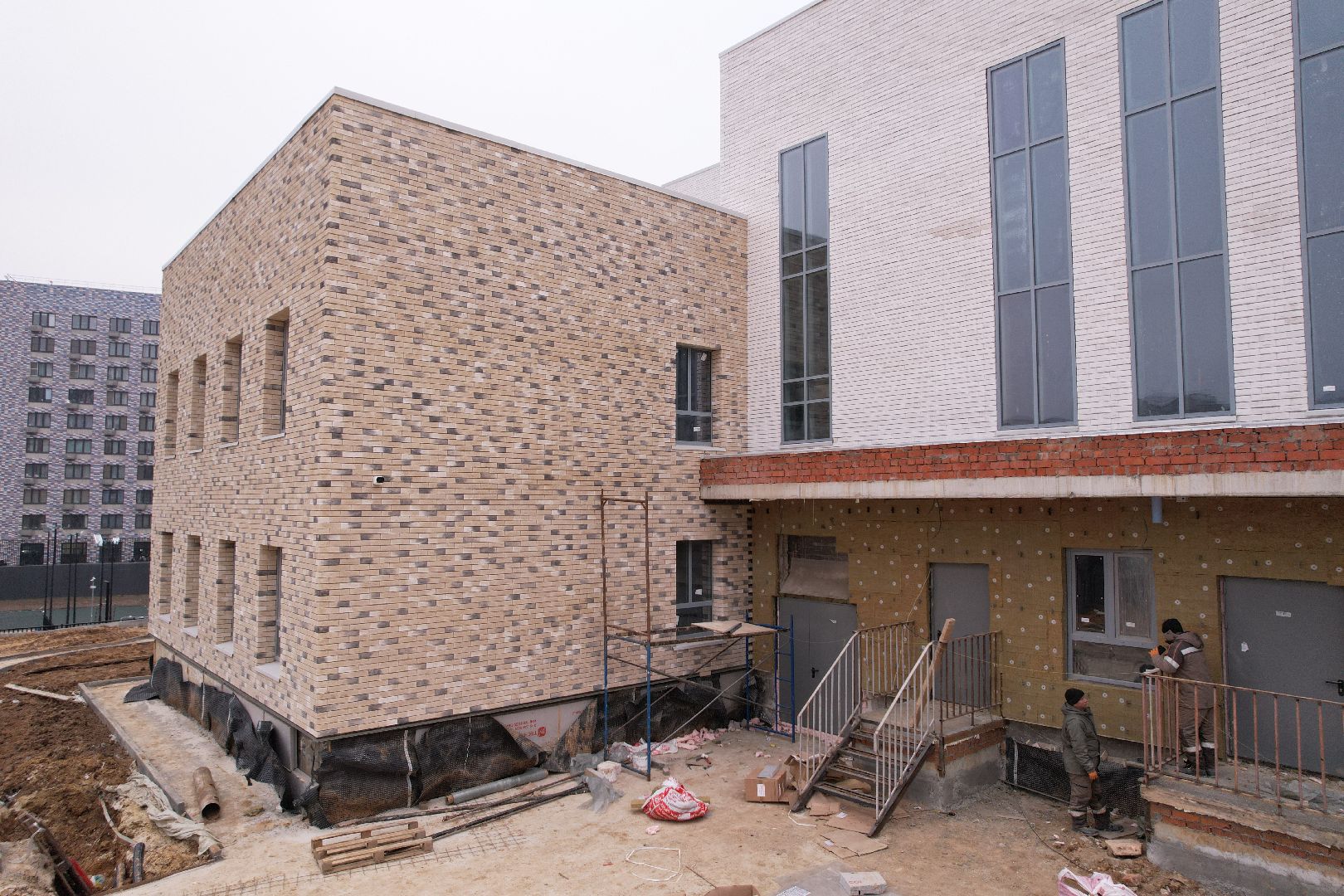 видео с коптера, ленинский городской округ, детский сад, строительство,