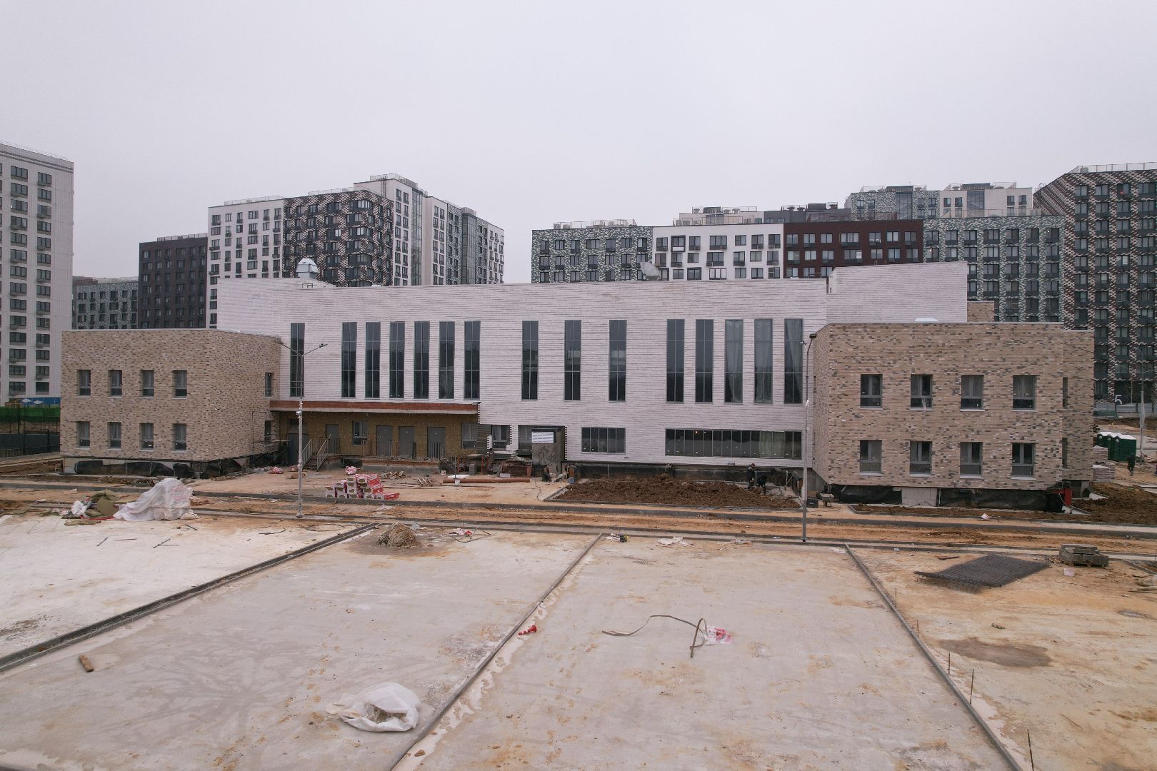 видео с коптера, ленинский городской округ, детский сад, строительство,