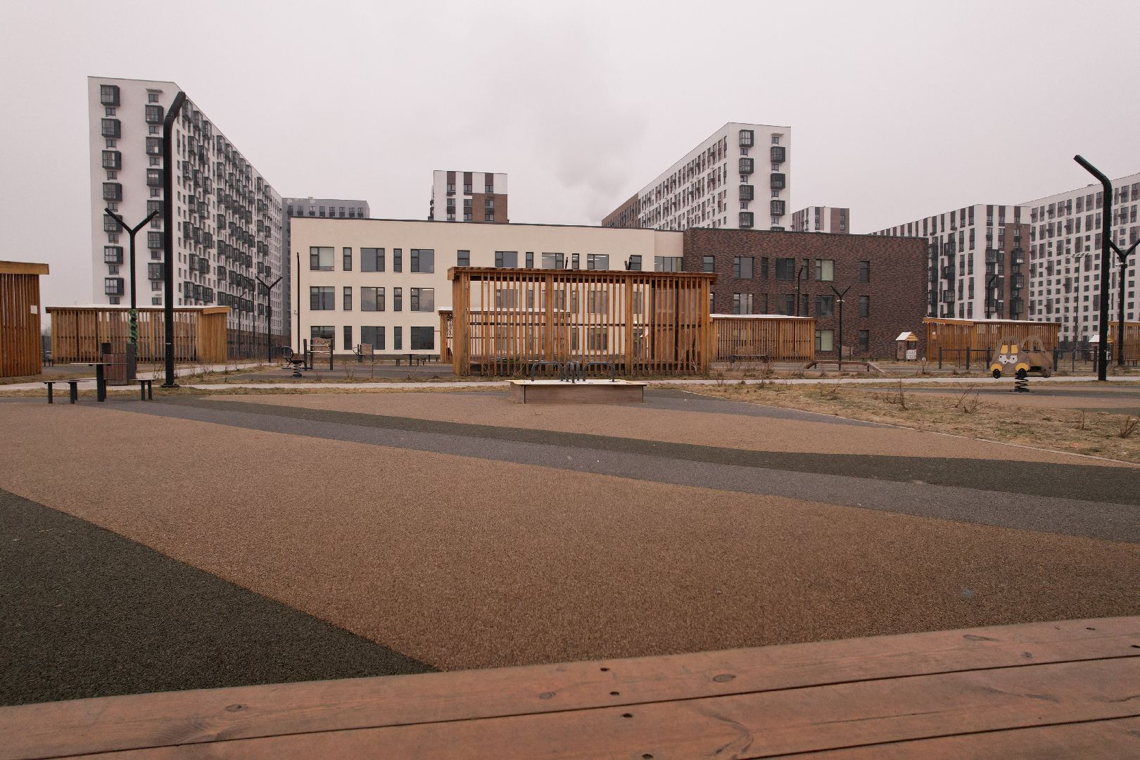 видео с коптера, жк пригород лесное, детский сад, строительство,