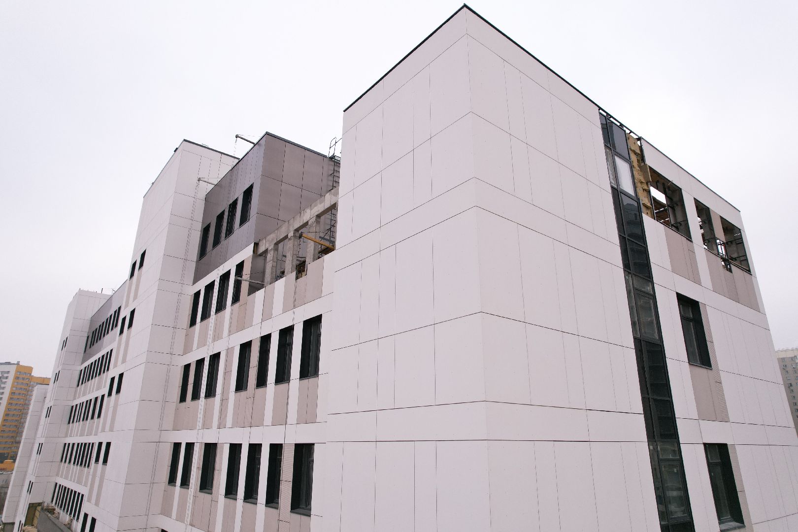 видео с коптера, видное, поликлиника, строительство,