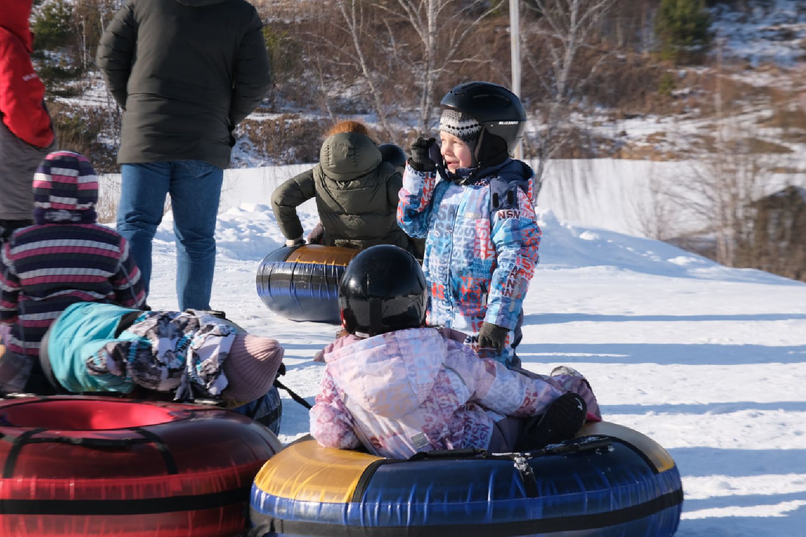 пущино, серпухов, зима в подмомсковье, тюбинговые горки,