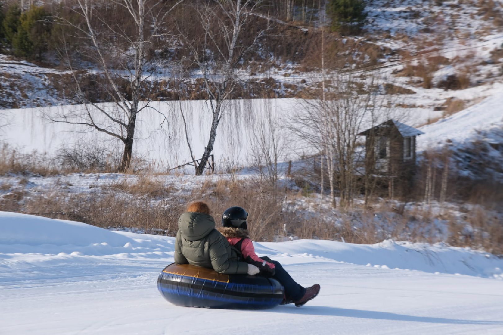 пущино, серпухов, зима в подмомсковье, тюбинговые горки,
