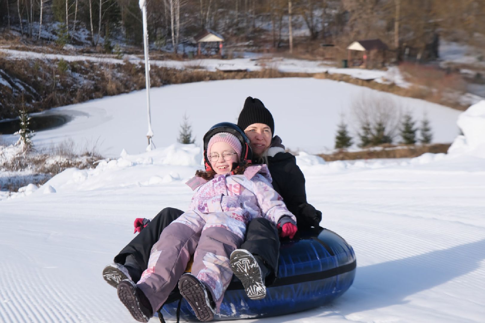 пущино, серпухов, зима в подмомсковье, тюбинговые горки,
