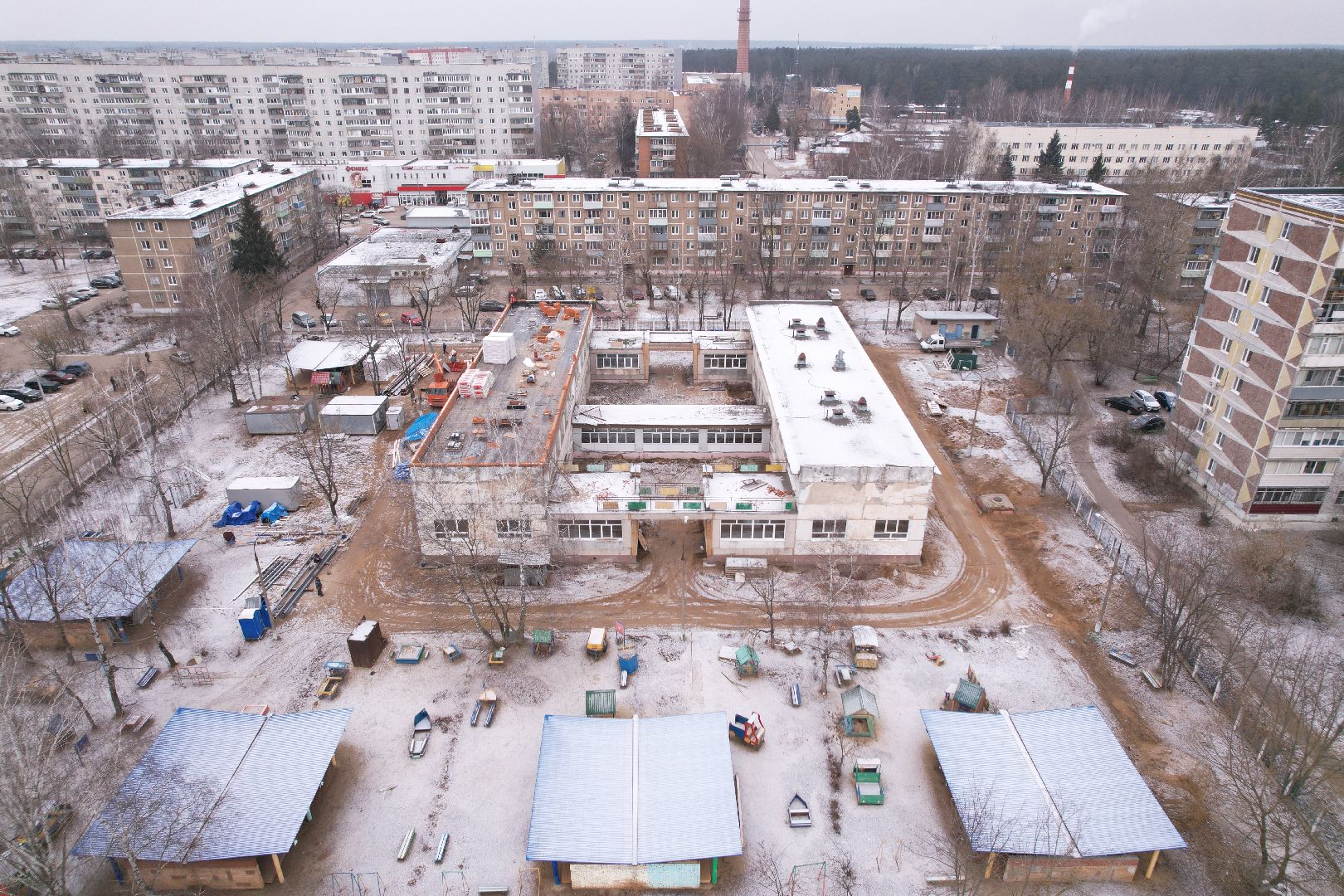 видео с коптера, орехово-зуево, детский сад, ремонт,
