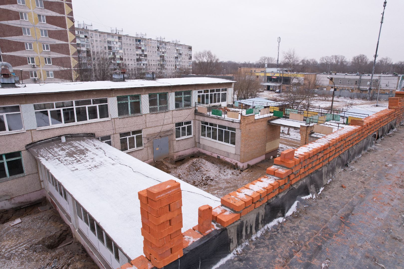 видео с коптера, орехово-зуево, детский сад, ремонт,