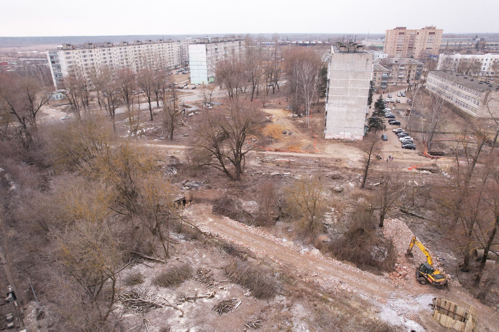видео с коптера, орехово-зуево, благоустройство сквера, ликино-дулево,