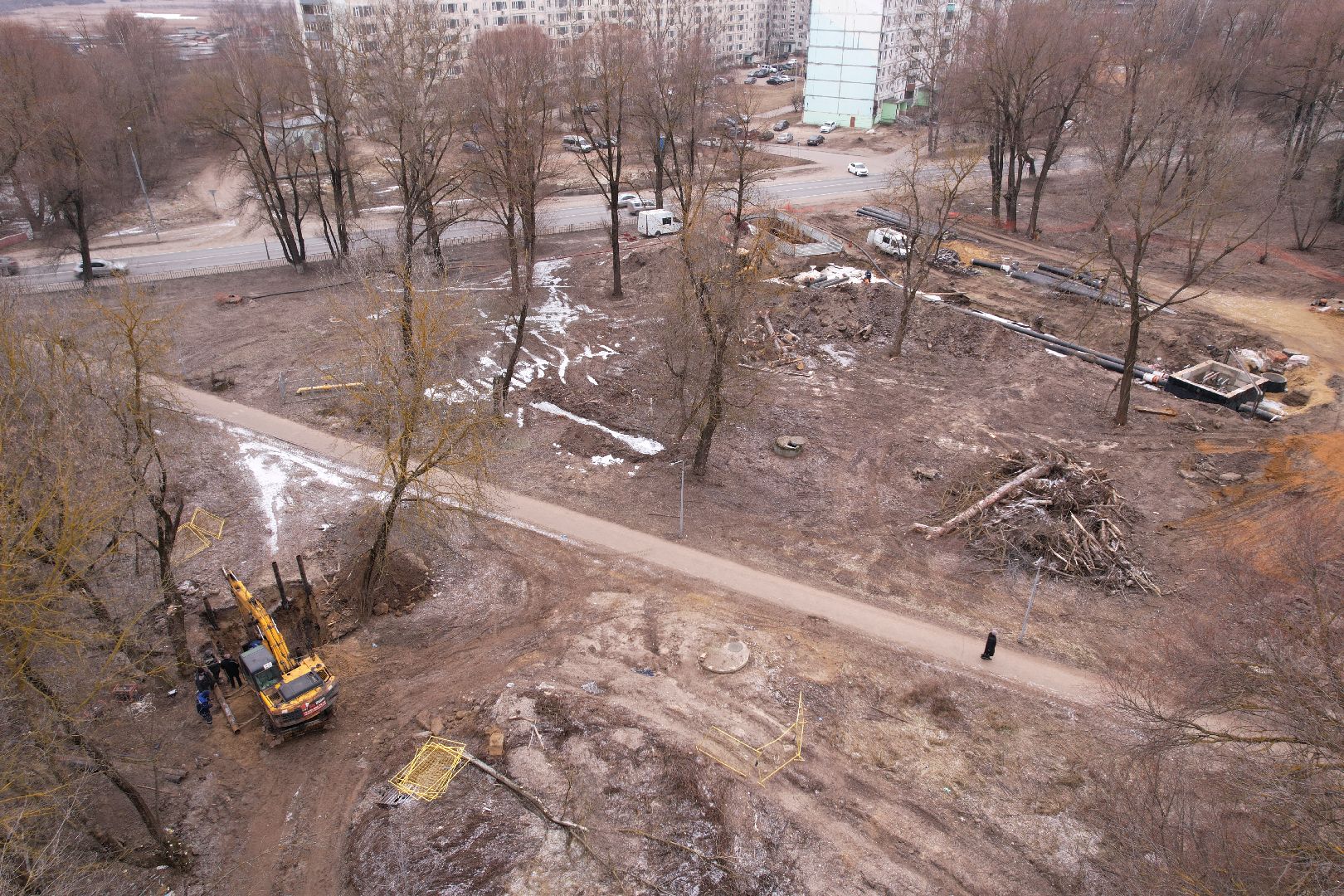 видео с коптера, орехово-зуево, благоустройство сквера, ликино-дулево,