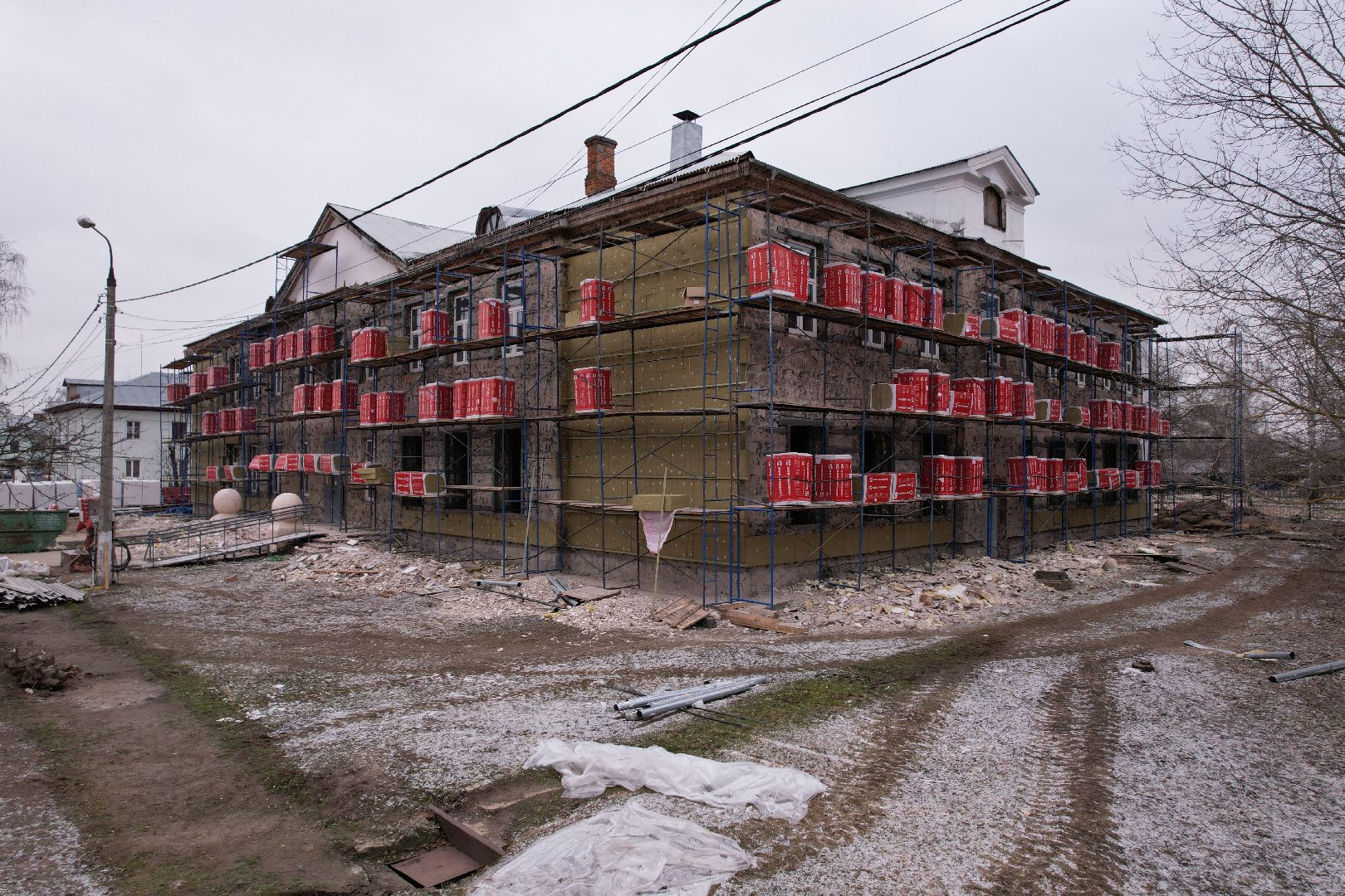 видео с коптера, орехово-зуево, демихово лицей, строительство,